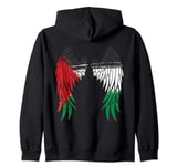 Palestine Flag Dad On Back Side Palestinian Angel Kids Wings Zip Hoodie