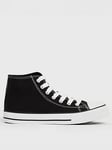 New Look Black Canvas High Top Trainers, Black, Size 7, Women