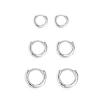 Boucle Doreille Femme Argent Fin 925,Lot Boucles d'oreilles Creoles Femme 3 Paires Piercing Oreille Boucles d'oreilles Hypoallergéniques en Argent Pour Femmes Bijoux Femme 6mm,8mm,10mm