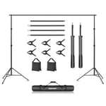 NEEWER Supports de Toile de Fond pour Studio Photo, Réglable de 3m de Large, 2m de Haut avec 4 Barres Transversales, 6 Pinces, 2 Sacs de Sable et de Transport pour Photographie Portrait en Studio