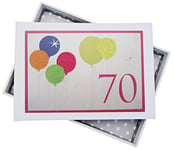 White Cotton Cards Album 70e Anniversaire avec Paillettes Fluo Ballons, Blanc, Petit