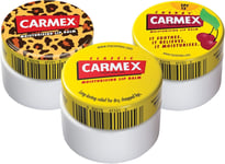 Carmex Lip Balm Pot Mixed Pack of 3 (Cherry, Classic & Wild), 7.5 g (Pack of 3)