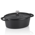 kela Cocotte Calido, 4 L, en fonte, noire, ovale, émaillée, compatible avec tous les feux, température max. 300° C, 12861