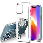 Dqtaoply Coque iphone 15 Pro Max, Transparente avec Anneau Rotatif à 360 et Support Magnétique Étui Antichocs Anti Rayures Case pour iphone 15 Pro Max (Clair)