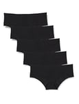 Iris & Lilly Culotte Style Hipster en Microfibre Couverture Complète Femme, Lot de 5, Noir, 44