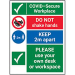 V Safety CV137AN-S Vsafety COVID-Secure Workplace – Utiliser votre propre bureau en vinyle autocollant 150 mm x 200 mm