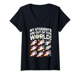 Womens My Students Are Out Of This World Funny Science Teacher V-Neck T-Shirt