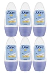 6x Dove Talco Roll On Anti-Perspirant 48H of Sweat & Odour Protection 50ml