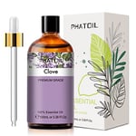 PHATOIL Huile Essentielle de Girofle 100 ml, Huile Essentielle pour Diffuseur Pure Naturelle Aromathérapie, Huile de Giroflier pour Humidificateur, DIY Bougies