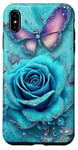 Coque pour iPhone XS Max Adorable rose turquoise et papillon avec étoiles et papillons