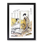 Elegant Play In The Four Seasons By Isoda Koryusai Asian Japanese Framed Wall Art Print, Ready to Hang Picture for Living Room Bedroom Home Office Décor, Black A2 (64 x 46 cm)