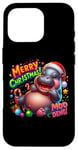 Coque pour iPhone 16 Pro Adorable bébé hippopotame Moo Deng Merry Christmas Cheer