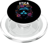 Town of Utica Chat portant des lunettes de soleil Motif fleurs PopSockets PopGrip pour MagSafe