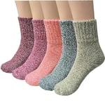 YSense Snug 5 Pairs Thermiques Chaussettes Femme, Chaudes Laine Doublé Chaussettes Épaisse Chaussettes Cadeau Femme