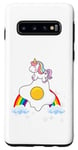 Coque pour Galaxy S10 Œuf au plat licorne pour garçons, filles, femmes, enfants, adolescents, arc-en-ciel