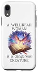 Coque pour iPhone XR A Well Read Woman is a Dangerous Creature Womens Floral Book