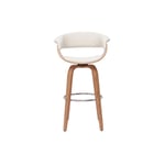 Miliboo - Tabouret de bar design pivotant blanc et bois clair H67 cm oktav