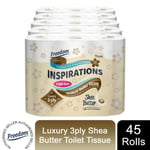 Freedom Inspirations Quilted Soft Shea Butter 3 Ply Toilet Paper Roll, 45 Rolls