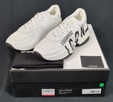 £550 DSQUARED2 ICON D24 White Black Calfskin Leather Italian Trainers 7 41