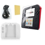 Pack 3 en 1 Nintendo 2DS : Housse silicone blanc - Chargeur USB - Protection écran - Straße Game ®