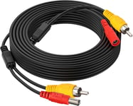 Vidéo Cable Pour Recul Voiture Caméra Moniteur Cctv Rallonge Rca Jack Câble Prise Phono Connecteur + Dc D'Alimentation 2.1X5.5Mm Plug 2-In-1 10M 32Ft