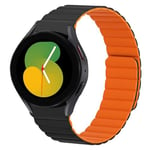 Strap-it Bracelet silicone magnétique Galaxy Watch 5 - 40mm (noir/orange)