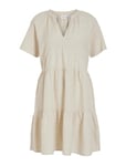 Viprisilla S/S V-Neck Short Dress Kort Klänning Cream Vila