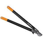 Fiskars Coupe-branches à lames franches pour bois vert, Système à crémaillère PowerGear II, Revêtement antiadhésif, Diamètre de coupe: 5 cm, Acier trempé, Longueur: 70 cm, Noir/Orange, L78, 1000584