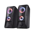 Trust Gaming GXT 606B Javv PC Speakers 2.0 with RGB Lights, 12W (6W RMS), 3.5 mm Jack, Metal Grille, USB Powered Gamer Sound System, Compact Stereo Computer Speakers for Desktop/Laptop - Black