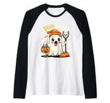 Funny Halloween Ghost Bruh I Mean Boo Skull Pumpkin Candy Raglan Baseball Tee