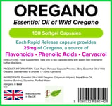 Oregano Essential Oil 25mg 100 SoftGel Capsule Anti-fungal Anti-Viral-LINDENS UK