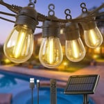 Guirlande Guinguette Solaire Et Charge Extérieur,12.5m 10+1 Leds 4 Modes Guirlande Lumineuse Ip65 Etanche Décoration Guirlande Led Graduable Pour Jardin Terrasse Pergola-Télécommandes