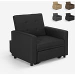 Fauteuil convertible lit 1 place avec accoudoirs design moderne Brooke Couleur: Noir