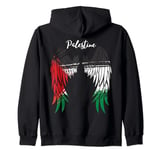 Palestine Flag Dad On Back Side Palestinian Angel Wings Zip Hoodie