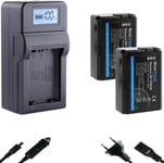 Lot de 2 batteries de rechange pour Sony NP-FW50 [1030 mAh] + chargeur LCD Speed pour Alpha 7 7II 7R 7S II 6300 6500 / NEX-6 NEX-7 NEX-F3 / DSC RX10 IV/ZV-E10