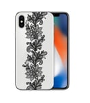 Coque Iphone X dentelle girly lace doodling tatoo noir transparente