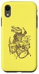 Coque pour iPhone XR Crocodile jouant de la batterie Batteur Crocodile Drumming Musicien