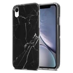 Coque pour Apple iPhone XR en Marbre Noir Blanc No. 22 Housse de protection Étui en silicone TPU avec motif mosaïque - Neuf