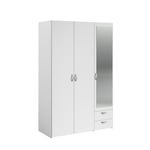 Armoire 3 portes 2 tiroirs 1 miroir L120cm DAISY blanc Taille unique