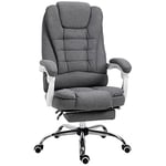 HOMCOM Fauteuil de Bureau Manager Chaise pour Ordinateur avec Repose-Pied Dossier inclinable accoudoirs rembourrés en Lin Gris