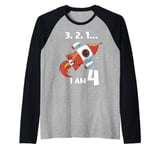 4. Birthday I am 4 Years Old Rocket Space Raglan Baseball Tee