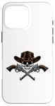 Coque pour iPhone 16 Pro Max Chapeau de cowboy pistolets crâne pirate croix os