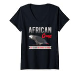 Womens African Greys The Clever One Among The Birds Parrot Bird V-Neck T-Shirt