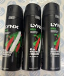 3x Lynx XL Africa 48H Squeezed Mandarin & Sandalwood Scent Body Spray Deo, 200ml