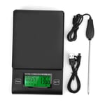 Digital LCD Coffee Scale Kitchen Food Electronic Scale W/Timer Temperature Probe