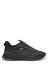 BOSS Mens TTNM EVO Runn Ribbed-Sole Trainers with Thermo-Bonded Uppers Size 9 Black