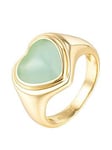 The Love Silver Collection 18ct Gold Plated Sterling Silver Blue Tourmaline Heart Shaped Ring, Gold, Size L, Women