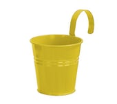 Dehner Pot avec Porte-cintres pour Plantes, Ø 14 cm, Hauteur 14 cm, Zinc, Jaune