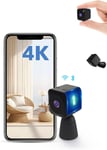 Camera Espion,Wifi 4K Hd Mini Caméra De Surveillance Interieur/Extérieur Sans Fil Avec Enregistrement Distance Discrete Mini Détection Mouvement/Vision Nocturne/Longue Batteries