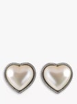 Eclectica Pre-Loved Faux Pearl Heart Clip-On Earrings, Dated Circa 1980s